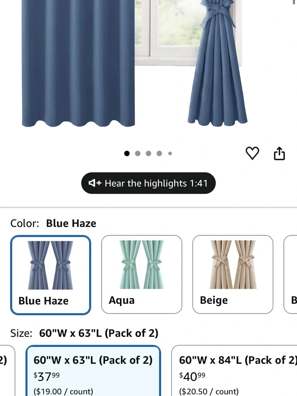 Amazon Blue Haze Window Curtain Panel